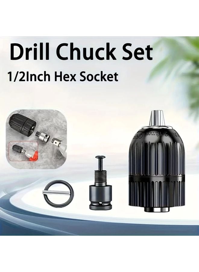 4 Pcs Self Locking Keyless Drill Chuck Set with Hex Sockets and Drill Bits - Image 1
